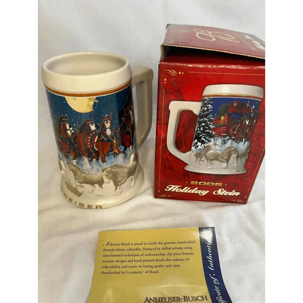 Budweiser Holiday Stein 2005 With Box Clydesdale Beer Mug